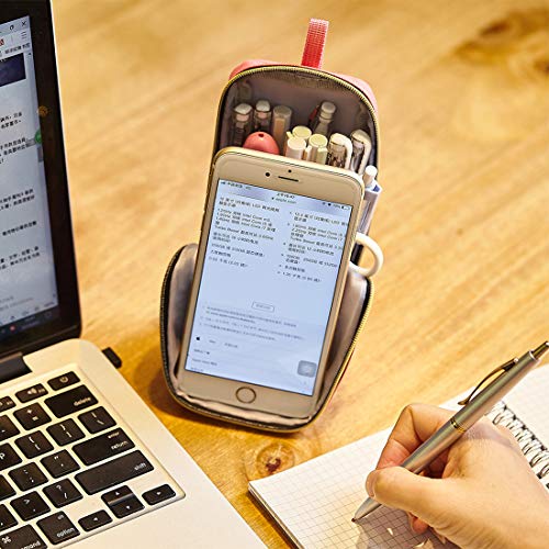 Rolin Roly Estuche Escolar Pequeño Lápices Bolso Adolescente Bolsa para Lapices de Lona Cosmeticos Plumier Portalápiz Soporte para Teléfono Móvil Pencil Holder Box (Negro)