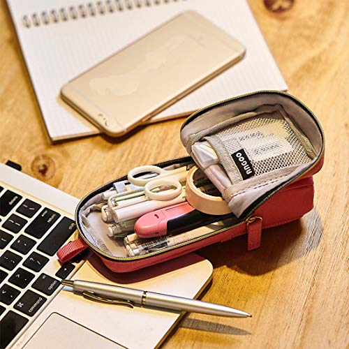 Rolin Roly Estuche Escolar Pequeño Lápices Bolso Adolescente Bolsa para Lapices de Lona Cosmeticos Plumier Portalápiz Soporte para Teléfono Móvil Pencil Holder Box (Negro)