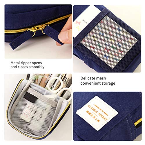 Rolin Roly Estuche Escolar Pequeño Lápices Bolso Adolescente Bolsa para Lapices de Lona Cosmeticos Plumier Portalápiz Soporte para Teléfono Móvil Pencil Holder Box (Negro)