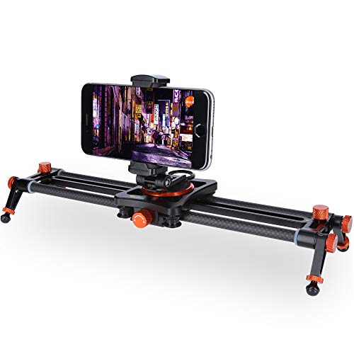Rollei 34cm Carbon Smartphone Slider I Camera Dolly con capacidad de carga de 1.5kg I Impresionantes movimientos de cámara y grabaciones de vídeo con deslizador de cámara compacto