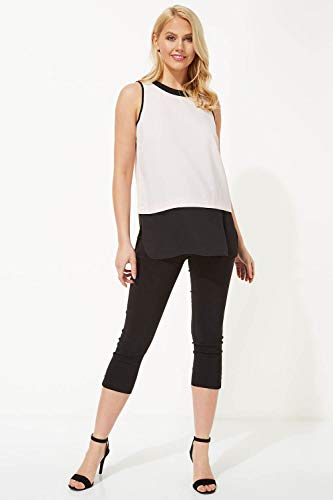 Roman Originals - Top sin mangas de gasa con dobladillo en contraste para mujer, para todos los días, elegante, casual, para vacaciones, crucero, viajes, cómodas, favorecedores, fiestas