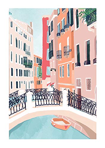 Romance en Venecia/Venecia/Véneto/Canal/Italia/Viajes/Edificio/Diseño/Cielo/Pastel Familia Cuadro decorativo sin marco A122 50x70cm