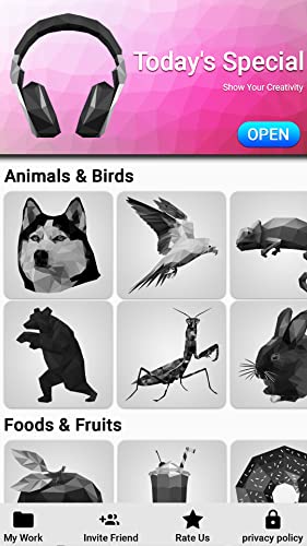 Rompecabezas de colores de Poly Low Art by Number