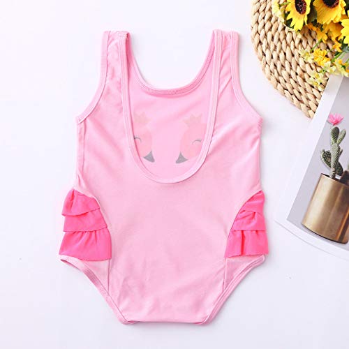Ropa Bebé Bañador Monokini Bikini De Natación Bohemia Moda Suave Ropa Bebé Infantil Niño Niña Volantes Swan Traje De Baño Linda Ropa De Playa Romper Verano Playa Bodies Peleles (12-18 meses, Flamenco)