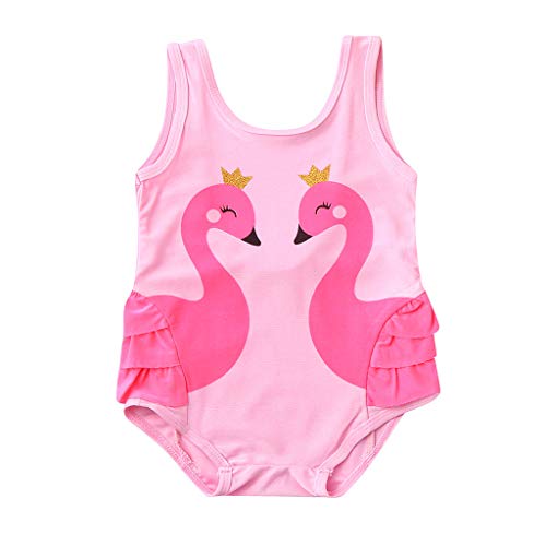 Ropa Bebé Bañador Monokini Bikini De Natación Bohemia Moda Suave Ropa Bebé Infantil Niño Niña Volantes Swan Traje De Baño Linda Ropa De Playa Romper Verano Playa Bodies Peleles (12-18 meses, Flamenco)