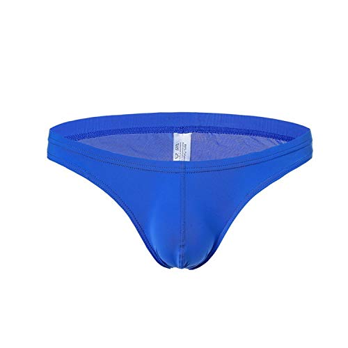 Ropa Interior Hombre U Convexa Bolsa Ultra Delgada de Hielo Sexy de Seda de los Calzoncillos para Hombres sin Costura, D Azul, L