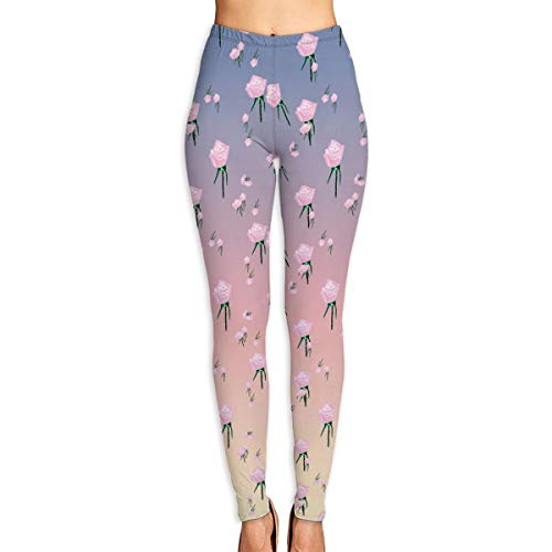 Rosa Rosa Crema Púrpura claro con rosas rosadas sobre fondo blanco claro púrpura 1057803860 Pantalones de yoga para mujer Pantalones deportivos Pilates Entrenamiento Gimnasio Medias Pantalones pitillo