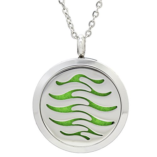 rosenice Aromaterapia Collar difusor Collar aceite esencial Collar Collar De Acero Inoxidable Redondo Medallón Colgante (DZ de 51)