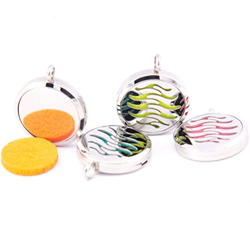 rosenice Aromaterapia Collar difusor Collar aceite esencial Collar Collar De Acero Inoxidable Redondo Medallón Colgante (DZ de 51)
