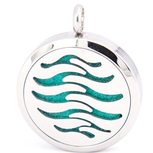 rosenice Aromaterapia Collar difusor Collar aceite esencial Collar Collar De Acero Inoxidable Redondo Medallón Colgante (DZ de 51)
