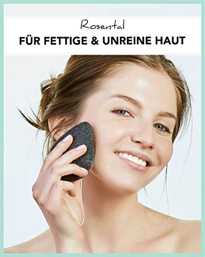 ROSENTAL ORGANICS® - Esponja de conjac, esponja natural para la limpieza facial, piel pura y suave, esponja facial Detox, cosmética natural vegana, 100% natural