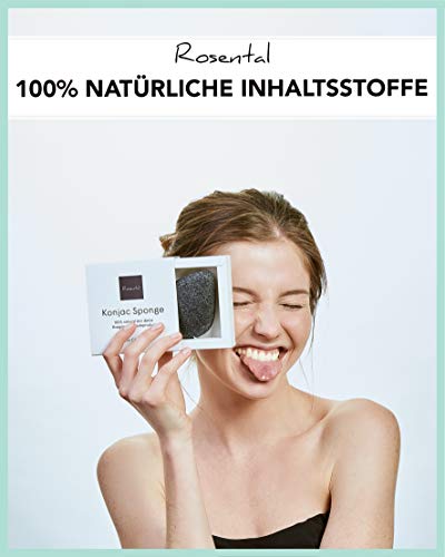 ROSENTAL ORGANICS® - Esponja de conjac, esponja natural para la limpieza facial, piel pura y suave, esponja facial Detox, cosmética natural vegana, 100% natural