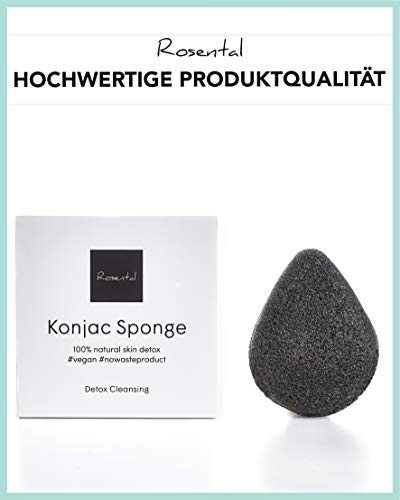 ROSENTAL ORGANICS® - Esponja de conjac, esponja natural para la limpieza facial, piel pura y suave, esponja facial Detox, cosmética natural vegana, 100% natural