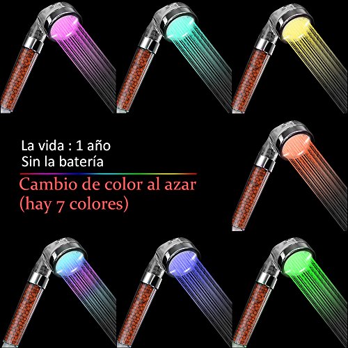 Rovtop Alcachofa Ducha Led,Cabeza de Ducha Cambiando LED 7 Colores Automáticamente, No Necesita Pilas