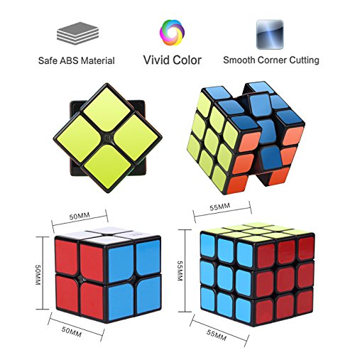 ROXENDA Velocidad Paquete, Cubo Mágico Puzzle Pack-2x2x2 3x3x3, Super-Durable Vivos, Fácil de Tornear y Liso Jugar, Color 2x2&3x3 Set Speed Cube 23