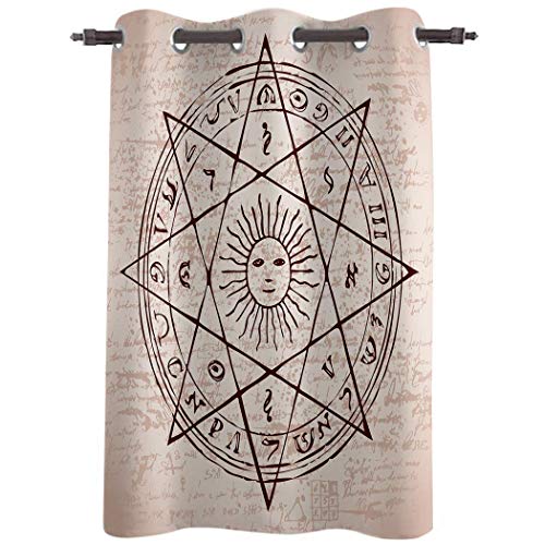 Royal Legacy Cortinas Opacas con Aislamiento térmico Magical Sun in Octagonal Star Circle Window Cortinas para oscurecer la habitación, 2 Paneles 52 x 72 Pulgadas