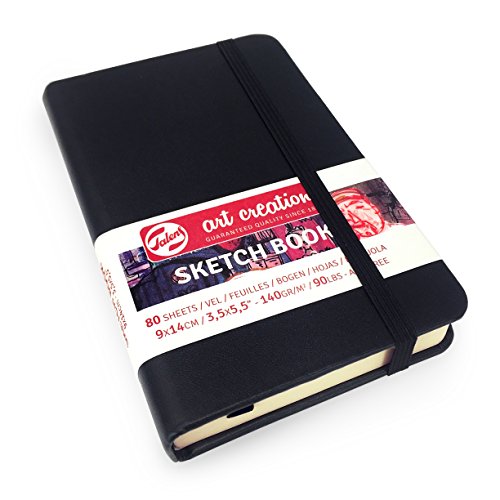 Royal Talens – Art Creation Hardback Sketchbook – 80 Sheets – 140gsm – 9 x 14cm – Black Cover