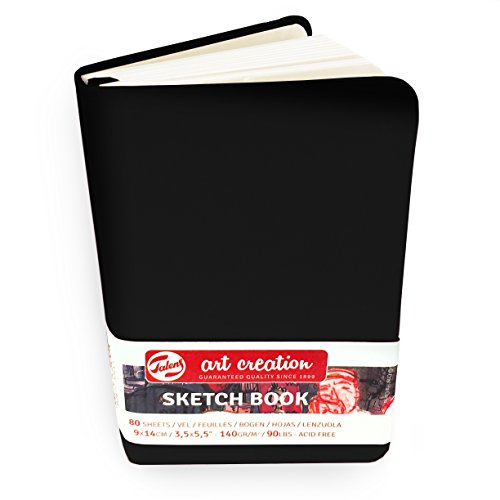 Royal Talens – Art Creation Hardback Sketchbook – 80 Sheets – 140gsm – 9 x 14cm – Black Cover