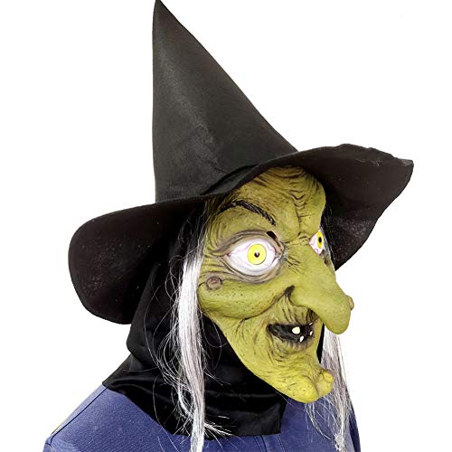 RQQSDHH Halloween Horror Cara Verde Cara De Bruja Látex Fiesta De Miedo Caras De Cara Completa Divertido Masquerade Dance Bar Props