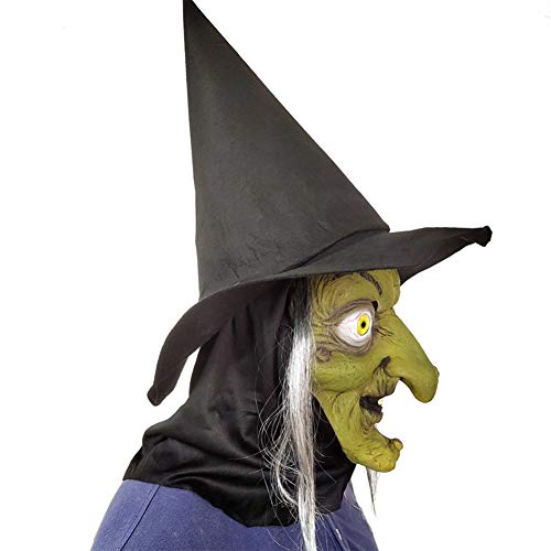 RQQSDHH Halloween Horror Cara Verde Cara De Bruja Látex Fiesta De Miedo Caras De Cara Completa Divertido Masquerade Dance Bar Props