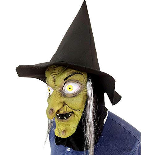 RQQSDHH Halloween Horror Cara Verde Cara De Bruja Látex Fiesta De Miedo Caras De Cara Completa Divertido Masquerade Dance Bar Props