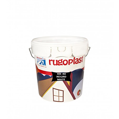 Rugoplast - Pintura plástica mate negra para paredes interior / exterior KR-40 Negro, 4 L