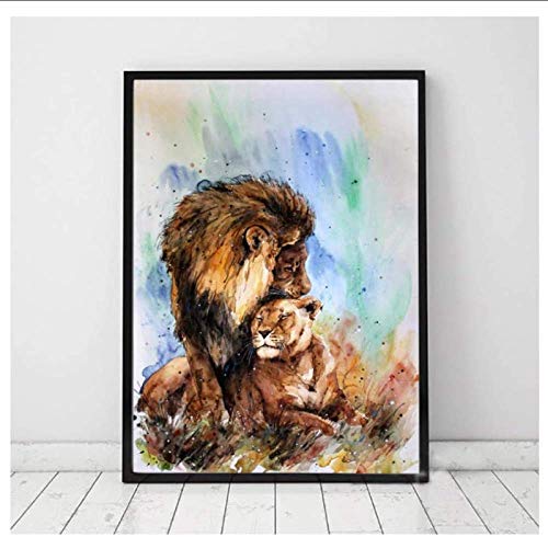 RuiChuangKeJi Imagen de póster 50x70cm sin Marco León Paterno Lienzo Pintura Animal Pared Arte León Carteles e Impresiones Cuadros de Pared para Sala de Estar decoración del hogar