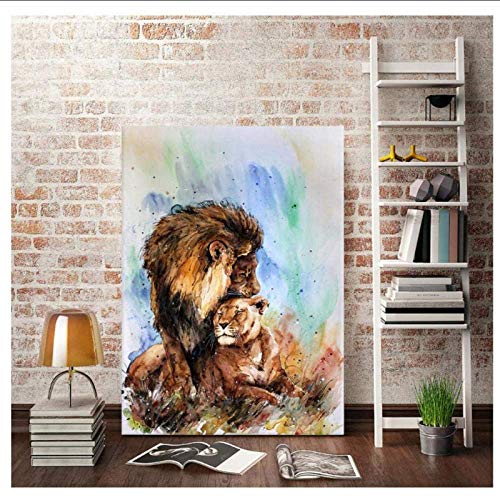RuiChuangKeJi Imagen de póster 50x70cm sin Marco León Paterno Lienzo Pintura Animal Pared Arte León Carteles e Impresiones Cuadros de Pared para Sala de Estar decoración del hogar