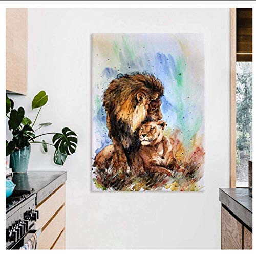 RuiChuangKeJi Imagen de póster 50x70cm sin Marco León Paterno Lienzo Pintura Animal Pared Arte León Carteles e Impresiones Cuadros de Pared para Sala de Estar decoración del hogar