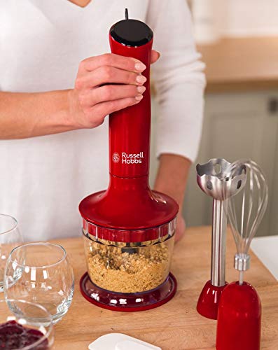 Russell Hobbs Desire - Batidora de mano 3 en 1 (500 W, Rojo, Cuchilla de Acero Inoxidable, sin BPA) - ref. 24700-56