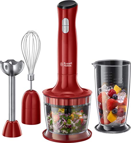Russell Hobbs Desire - Batidora de mano 3 en 1 (500 W, Rojo, Cuchilla de Acero Inoxidable, sin BPA) - ref. 24700-56