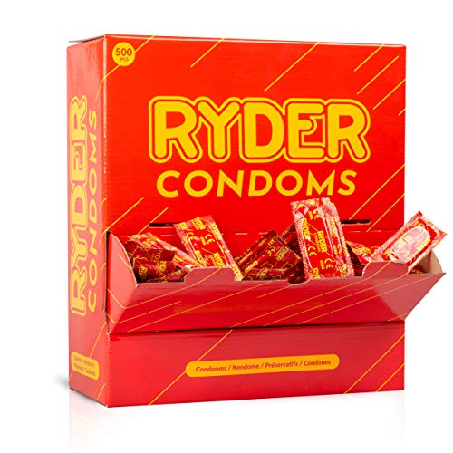 RYDER Preservativos - Paquete de 500 - Condones de tamaño normal en una caja a granel práctica; Tetina con un lubricante para una penetración suave.