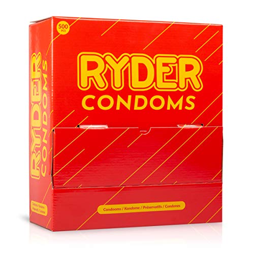 RYDER Preservativos - Paquete de 500 - Condones de tamaño normal en una caja a granel práctica; Tetina con un lubricante para una penetración suave.