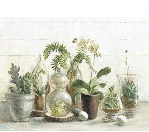 rylryl Papel pintado no tejido 3D Maceta de orquídeas mediterráneas Ver maceta Sala de estar TV Fondo de pantalla Sofá Papel tapiz sin costuras Gran mural-120x100cm