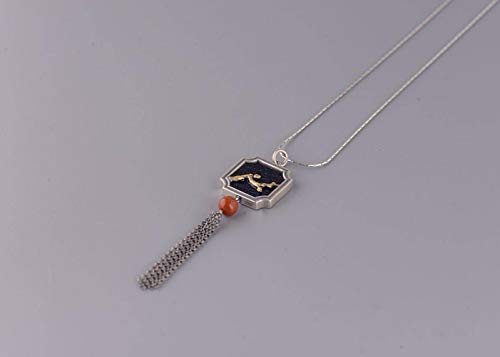 S925 Plata Vintage Flor de Ciruela para Mujer Jiangnan Estilo Mosaico Colgante de Cristal de Arena Sintética Pendientes de Borla Roja Del Sur, WOZUIMEI, Colgante, Plata 925