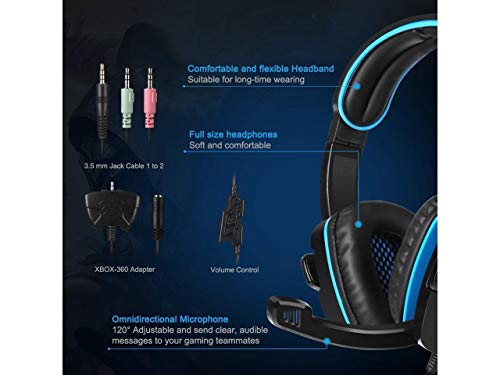 SADES Auriculares PS4, Auriculares de Juegos de 3,5 mm con micrófonos para la supresión acústica de teléfonos celulares Mac de Xbox 360 Tablet