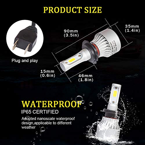 Safego Bombilla H7 LED Coche, 2x 72W 8000LM H7 LED Faros Delanteros Bombillas, Faros Reemplazo de Halógena y Kit Xenón H7, Lámpara Luz 6500K Blanca 12V-24V, Garantía de 1 años