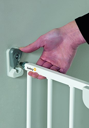 Safety 1st Wall Fix Extending Barrera de seguridad extensible de 62 cm hasta 102 cm, barrera perros y niños, puerta con montaje a pared, color blanco