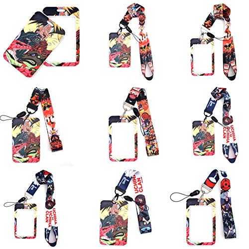 Saicowordist Naruto tarjeta manga con cordón de dibujos animados llavero colgante adecuado para tarjeta IC Bus Card Anime Fans regalo (1 juego-plata-estilo largo 04)