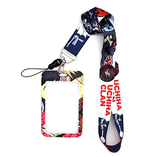 Saicowordist Naruto tarjeta manga con cordón de dibujos animados llavero colgante adecuado para tarjeta IC Bus Card Anime Fans regalo (1 juego-plata-estilo largo 04)