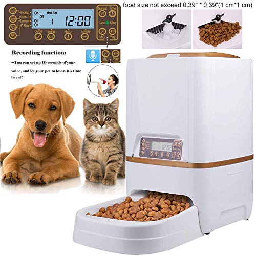 Sailnovo Dispensador Automático 6L de 4 Comidas Diarias para Mascotas Perros y Gatos, Comedero Automático con Grabación de Voz, Temporizador, Detección de Infrarrojos, Consumo de Energía Bajo