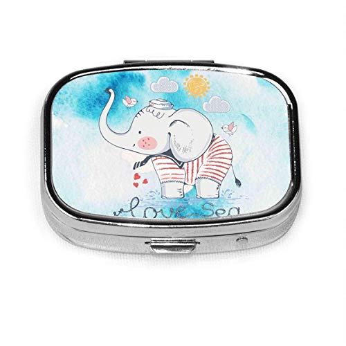 Sailor Elephant Fashion Square Pastillero Vitamina Medicina Soporte para tableta Cartera Organizador Estuche