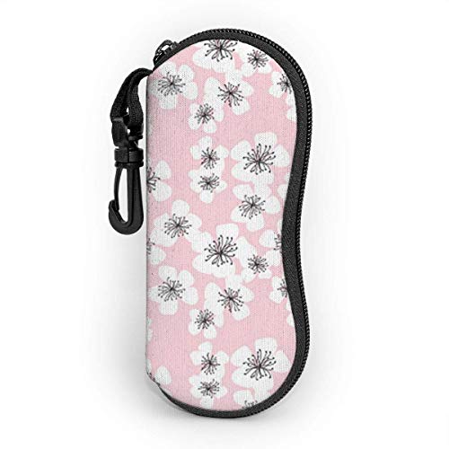 Sakura Blossom On Pale Pink Estuche de gafas de sol y anteojos impermeables y duraderos Estuche de almacenamiento portátil con cremallera de viaje Gafas de neopreno Estuche