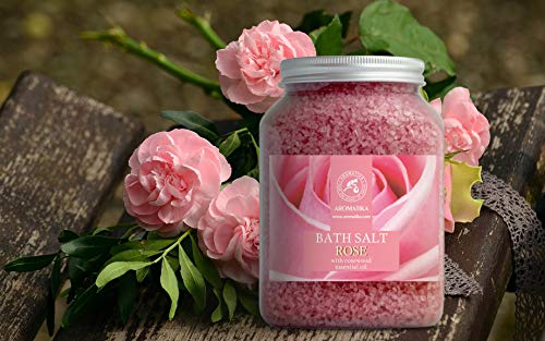 Sal de Baño de Rosas 1300g - Sal Marina con Aceite Esencial de Palisandro 100% Natural - Sal de Baño Natural Rosas para Dormir Bien - Alivio del Estrés - Belleza - Corporal - Relajación