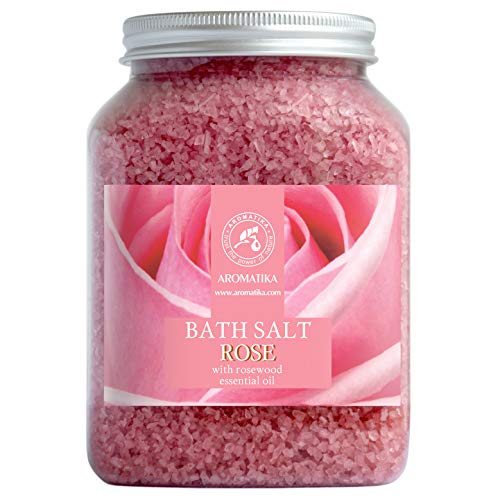 Sal de Baño de Rosas 1300g - Sal Marina con Aceite Esencial de Palisandro 100% Natural - Sal de Baño Natural Rosas para Dormir Bien - Alivio del Estrés - Belleza - Corporal - Relajación