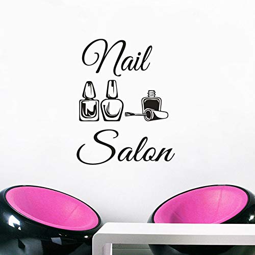 Salón de uñas logo vinilo tatuajes de pared salón de belleza decoración manicura pedicura cartel de ventana nail art Polish decoración del hogar pegatinas de pared A9 57x73cm