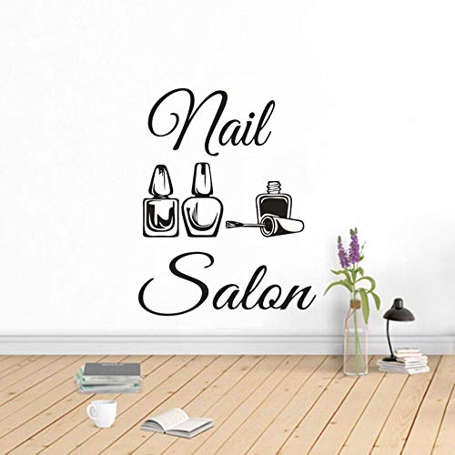 Salón de uñas logo vinilo tatuajes de pared salón de belleza decoración manicura pedicura cartel de ventana nail art Polish decoración del hogar pegatinas de pared A9 57x73cm