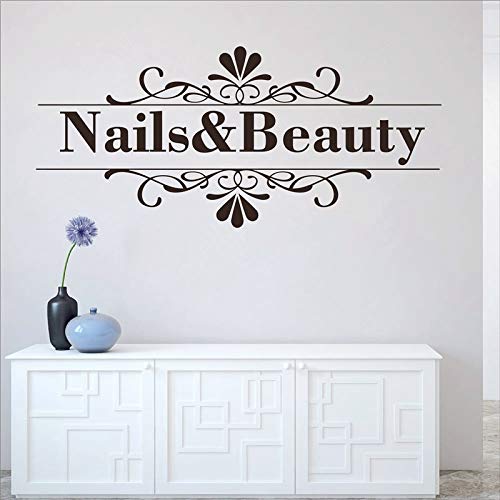 Salón de uñas Pegatinas de pared Tienda de uñas Spa de mano Diseño artístico Salón de manicura Tatuajes de pared Vinilo Durable Fácil de quitar Art Deco Adhesivo de pared A1 56x25 cm