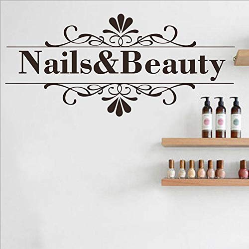Salón de uñas Pegatinas de pared Tienda de uñas Spa de mano Diseño artístico Salón de manicura Tatuajes de pared Vinilo Durable Fácil de quitar Art Deco Adhesivo de pared A1 56x25 cm
