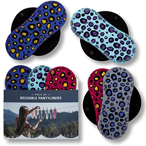 Salvaslips de tela reutilizables, 7-Pack Protege Slips de algodón con alas negras HECHAS EN LA UE, Compresas Ecológicas Bio sin PUL, Toallas para el uso diario y flujo blanco, NO para menstruación